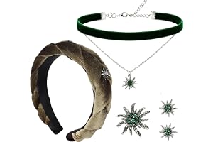 Edelweiß Trachtenschmuck Set Damen Haarreif Halskette Ohrstecker Anstecker | 4 Stück Bayerisch Dirndlschmuck…