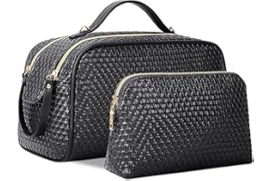 NUBILY Torby do makijażu dla kobiet podróżna duża kosmetyczka 2-pak przenośna kosmetyczka organizer wodoodporna kosmetyczka dla dziewcząt pań, Czarny