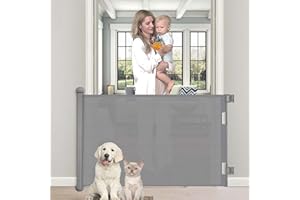Barriere de Securite Enfant, (0 à 140 cm) Barriere de Securite Retractable A Un Système de Blocage de Fermeture Barriere Extensible Escalier pour Les Escaliers/Portes/Couloirs (Gris (0-140cm))
