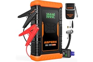 ASPERX 3000A Jump Starter Power Pack with 150PSI Air Compressor Car Battery Booster (Up to10L Gas/8.0L Diesel), Portable Car Battery Pack Jumper Box Power Bank with Display Emergency Light