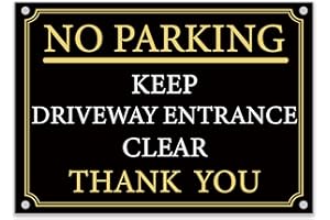 LP LIFESTYLE No Parking Sign – Keep Driveway Entrance Clear – Rust-Proof Weatherproof PVC, Outdoor Warning Sign, Multiple Sizes & Mounting Options – No. 016 (Black & Gold, A5 (148mm x 210mm) – Holes)