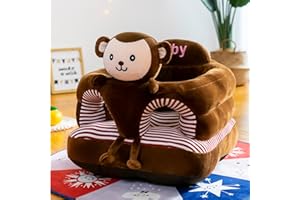 GENERIC Baby Seat for Babies 3 Months & Up, Sit Me Up Floor Seat with Elastic Band, Cartoon Back Head Support Sitting Infant Sofa, Toddler Plush Animal Shaped Learning Sitting Up Chair (Monkey)