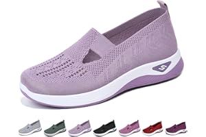 Gyaimxfu Zapatos ortopédicos para mujer, zapatillas sin cordones para mujer, sin manos, deslizantes para caminar, zapatillas ortopédicas de plataforma ligeras, cómodas, con mayor amortiguación y