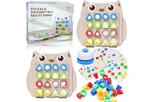 Jastown Gioco di Corrispondenza di Forma Geometrica,Geometric Shape Matching Game，Colore Forma Abbinamento Gioco，Color shape puzzle board,Montessori Puzzle apprendimento-per 3 4 5 6 Anni Bambini