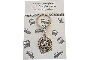 St. Christopher Protection Keyring Wish Charm - Perfect for Gifts Made in the UK