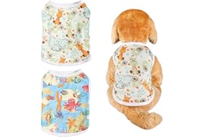 DIIWMME Lot de 2 Chien Chemises pour Animaux,T-Shirts imprimés pour Chiot Chemises d'été en Coton Respirant Débardeur pour Chat T-Shirt pour Petit Chiens et Chats(M)