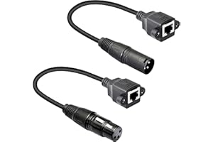 GELRHONR 1 par de cable adaptador XLR de 3 pines a RJ45 hembra, XLR macho a conector de red RJ45 Cable de extensión Utilice Ethernet Cat5 para controlador DMX-CON Series-1.1Ft