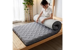 LDLCYCN Grey/9cm,130x190cm, Materasso Futon in Lattice Materasso Tradizionale con Fascia Elastica Materasso Trapuntato Tampone Copertura 5Cm/9Cm di Spessore Camping Materasso Pad per Dormitorio