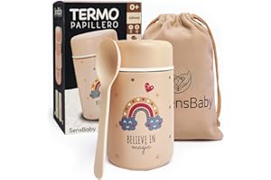 SENSBABY Termo comida bebe – Acero inoxidable 400ml, 8 capas aislamiento que mantiene caliente hasta 12h y fría hasta 24h perfecto para comida fuera de casa incluye cuchara bolsa regalo, solidos (Rosa)