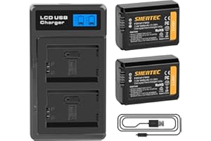 2 X Shentec NP-FW50 Batteria di Ricambio e Doppio caricatore Compatibile con Sony Alpha a6500 a6300 a6000 a7s a7 a7s ii a5100 a5000 a3000 a7r a7 ii NEX 3/5/7 Series