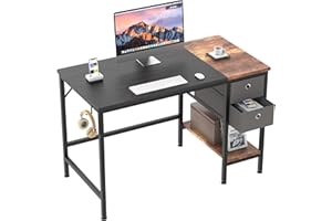 ‎HOMIDEC HOMIDEC Schreibtisch, Computertisch mit 2 Schubladen, Bürotisch Schreibtisch Holz Officetisch fürs Büro, Wohnzimmer, Home, Office, 100 x 50 x75cm, Schwarz
