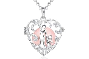Collier Bola de Grossesse Pendentif Maman et Bébé Collier Musique Carillon Bell pour Femmes Enceinte Bébé, AEONSLOVE Cadeau Original de Noël Anniversaire, Chaîne 114cm