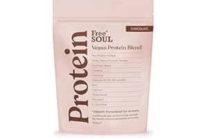 Free Soul Vegan Protein Powder | Formulated for Women | 600g | 20g Protein with Added Nutrients | Gluten & Soy Free Plant-Based Nutrition Shake | Pea & Hemp Isolate Protein | Chocolate Flavour