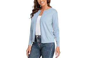 CUNYI Women’s Cardigan Sweater Long Sleeve Classic Crew Neck Ladies Coat with Buttons Casual Elegant Outerwear