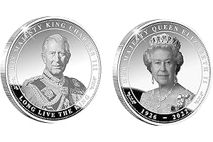 WENMIN Moneta in Metallo del incoronazione del re Carlo III 2023 e Monete Commemorative del Giubileo di Platino della Regina Elisabetta II 1926-2022, Souvenir del re britannico Elisabetta II e Carlo III