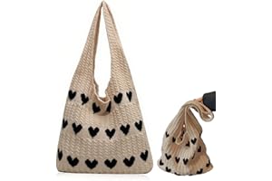 dogmoon Gestrickte UmhäNgetasche, Aesthetic Gehäkelte Tasche Crochet Bag, Damen GestrickteTasche, Leichte Strick-Tote Tasche, Schultertasche Gewebte Tasche Crochet Bag