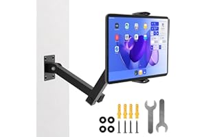 Feelhap Supporto da Parete per Tablet e Smartphone, Braccio Regolabile, Lunghezza Estendibile 10-45 cm, Compatibile Con Dispositivi da 4-13 Pollici