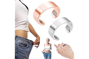CAMIC Anneau magnétique thérapeutique pour drainage lymphatique, anneau magnétique en cuivre, ouverture réglable, bague détox lymphatique pour homme et femme (#A, or rose + argent)