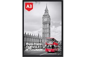 Giftgarden A3 Picture Frame Black, Elegant A3 Photo Frame for Displaying Posters, Certificates, and Artwork Horizontally or Vertically on the Wall