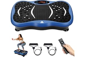EVOLAND Vibration Plate Exercise Machine, Vibration Fitness Trainer with Bluetooth Speaker, 5 Program Modes, 2 Resistance Bands, Home Exercise Equipment for Fitness Body Toning