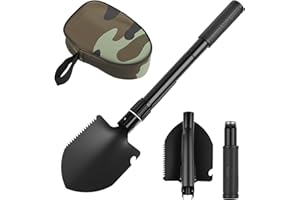 ICASTNY Camping Shovel, 42cm mini Portable Shovel for Garden, Folding Survival Shovel, Entrenching Tool Portable for Detecting, Car Emergency, Backpacking, Outdoor, Hiking, Gardening and Trenching