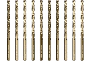 SALI Cobalt Drill Bit Set 10Pcs 4.8mm M35 High Speed Steel Jobber Drill Bit Kit (HSS) Twist Drill Bits for Hardened Metal, Stainless Steel, Cast Iron, Wood and Plastic, with Index Storage Cas