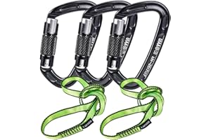 LETTO & TAILOR Lot de 2 mousquetons d'escalade et de Corde en Nylon - 2 mousquetons (certifié CE, 25 KN, Twistlock, Fermeture Rapide et Charge Lourde) et 2 Cordes en Nylon