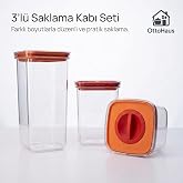 OttoHaus 3&rsquo;l&uuml; Tam Vakumlu Sızdırmaz Saklama Kabı Seti, 500ml-1100ml-1700ml, Şeffaf Gıda ve Sıvı Saklama Kabı