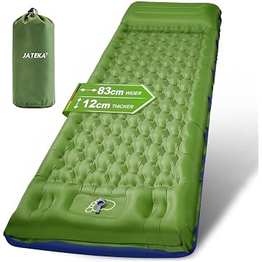 Caskunbsy Tapis De Camping Gonflable – 192x132 Cm – 2 Places – 50 Mm Épaisseur – Vert – 2 Oreillers – Sac De Transport