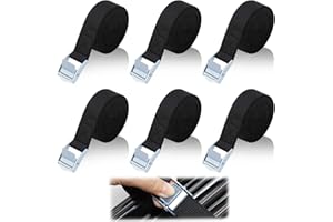 TAIXING 6 sztuk pasów mocujących z grzechotką, 20 mm x 2 m, regulowany pas mocujący, czarny, krótki, obciążenie 250 kg, pasy mocujące z zamkiem zaciskowym, pas mocujący do samochodu, roweru,