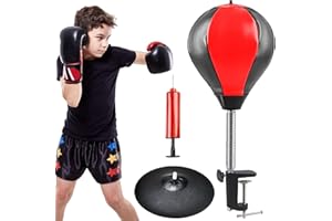 VEGOATY Sac de frappe debout, avec ventouse super puissante et pince table, sac de frappe pour bureau, cadeau amusant