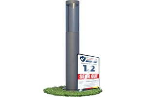 ‎LINOVUM linovum BOSEA-A Wegeleuchte Außen E27 Fassung, Höhe 50 cm - Pollerleuchte aus Edelstahl mit Kunststoff Rauchglas Gartenlampe stehend