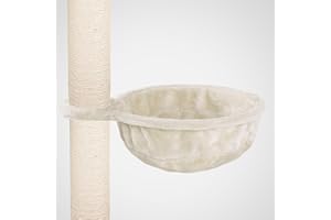 HAPPYPET Universal XL Liegemulde für Kratzbaum Ø 40cm, Große Schlafmulde, Stabiler Metallrahmen, 440g Plüsch, Ersatz-Liegemulde belastbar bis 15kg, Creme