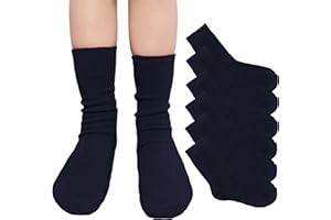 Yusons Calcetines Escolares Cortos de Deporte para Niños Niñas Infantiles y Adultos, Calcetines de Canalé Mezcla en algodón Uniforme Unisex, Pack de 6 Pares