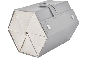 CHENKEE Almacenamiento Gafas Sol, 6 ranuras Caja de Gafas Organizador de Gafas de sol de Viaje Estuche de gafas cuero PU Caja de Exhibición Colgante de gafas Plegable para Almacenamiento de Gafas (Plata)