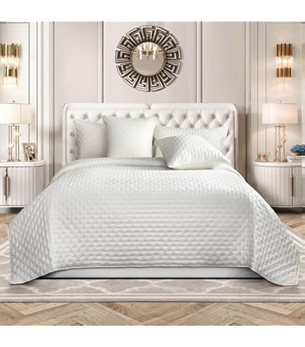 AmeliaHome Sprei, 240 x 260 cm, dubbelzijdig, ultrasoon stiksel, polyester, Ophelia, crème