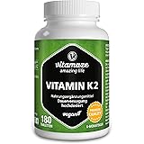 Vitamaze® Vitamina K2 MK-7 Alto Dosaggio Menachinone, 180 Compresse Vegan, Qualità Tedesca, Naturale Integratore Alimentare s
