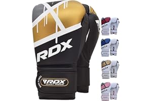 RDX Guantes de Boxeo Muay Thai Entrenamiento, Maya Hide Cuero, Ego Boxing Gloves para Sparring Kickboxing Saco Manoplas de Boxeo MMA Fight Training, Hombres Mujeres, 8 10 12 14 16 oz