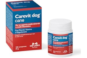 NBF Lanes | Carevit Dog Cane, 100 Compresse Divisibili, Apporto Multi-Minerale e Multi-Vitaminico in caso di Accrescimento, Gravidanza e Allattamento, Impegno Sportivo, cani anziani