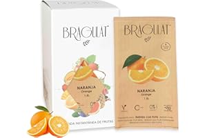 BRAGULAT/Saborizantes de agua Sin Azucar, con fruta deshidratada, Vitamina C y B12, colorantes y sabores naturales | Agua con Sabor a Frutas .15 Sobres naranja