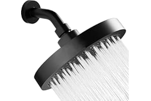 YIBANG Fixed Shower Head, 6 inch Rain Shower Head, High Pressure Shower Head, Adjustable Angle, Anti-Clogging Silicone Nozzles, Bathroom Shower Head, Replacement for Your Bathrooms