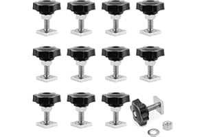 JJWNMLL T-Track Adapter,écrous de t-slot rainure en T,track en t avec écrous et rondelles,pour Adaptateur Vélo Porte-Bagages de Toit (M8+écrous-12pcs)