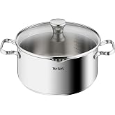 Tefal Duetto &ndash; Saucepan 24 cm, Stainless Steel | Saucepan 24 cm, Non-stick Coating, Induction Safe, Thermo-Spot, Robust Handl