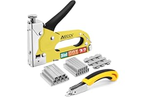 AECCN 3-in-1 Schwerlast-Heftklammern-Set aus Stahl mit 2100 Heftklammern, Polsterhefter für Befestigungsmaterial, Dekoration, Tischlerei, Möbel, Türen und Fenster - Gelb