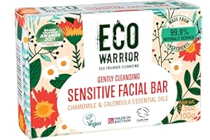 LITTLE SOAP COMPANY Eco Warrior Sensitive Facial Bar Soap | Vegan, Cruelty-Free, No SLS or Parabens, Eco Friendly - Gently Cleansing Natural Soap Bar Made with Castile Olive, Chamomile & Calendula Essential Oils, 100g