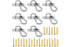 MgcTolBox Crochet Plafond 60mm, Pontet INOX M6 (8 Pcs) et Mousquetons M6 (8 Pcs), Combinaison de Crochet Plafond de 60mm de Long