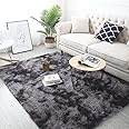 Aomerrt Grey Carpet Tie Dyeing Plush Soft Carpets For Living Room Bedroom Anti-slip Floor Mats Bedroom Water Absorption Carpet Rugs,deep grey,140x200cm
