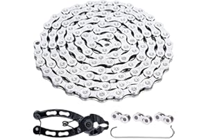 YBEKI Cadena de Bicicleta 9/10/11/12 Velocidades | Acero al Carbono 11500 PSI | 1/2 x 11/128 Pulgadas, 116 Eslabones | 3 PowerLock + Herramienta | Compatible Shimano HG/SRAM PC (MTB/Carretera)