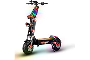 TIGUOWISH Puissante Trotinette Electrique Adulte Scooter, Electrique Double Moteurs 11in Pneus Hors Route 60V 38Ah Batterie au Lithium Haute Capacité Autonomie de 120 km Charge 200kg…