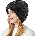 FORVEVO Winter Beanie Hats for Women, Thermal Beanie Hat Womens, Slouchy Elasticity Knitted Fleece Lining Beanie Hat